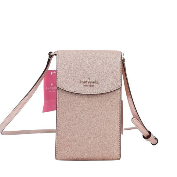 KATE SPADE GLITTER TOTE, UNIVERSAL LAPTOP SLEEVE, & PHONE CROSSBODY IN ROSE GOLD - Picture 7 of 10